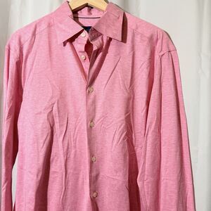 Eton Contemporary Mens Pink Cotton Jersey Dress Shirt Split Hem Large